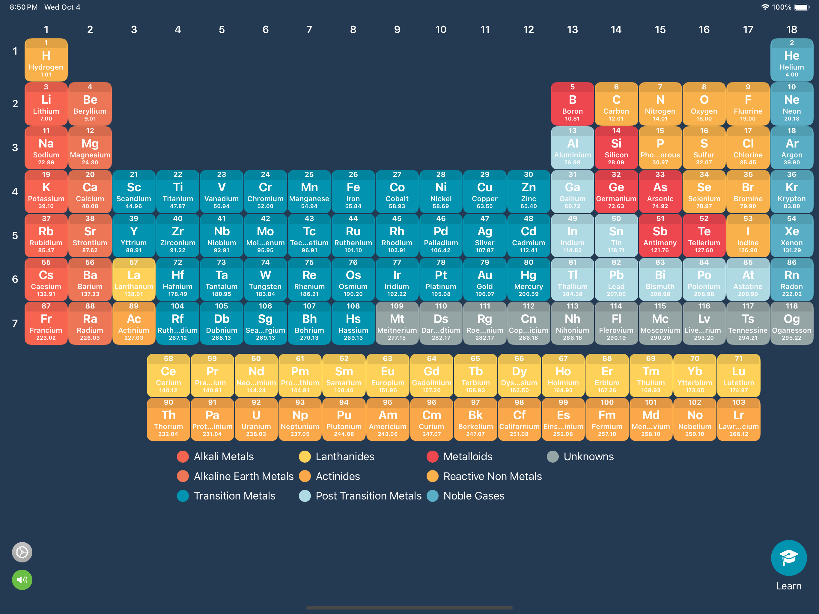 Atomdash Periodic Table App Screenshot
