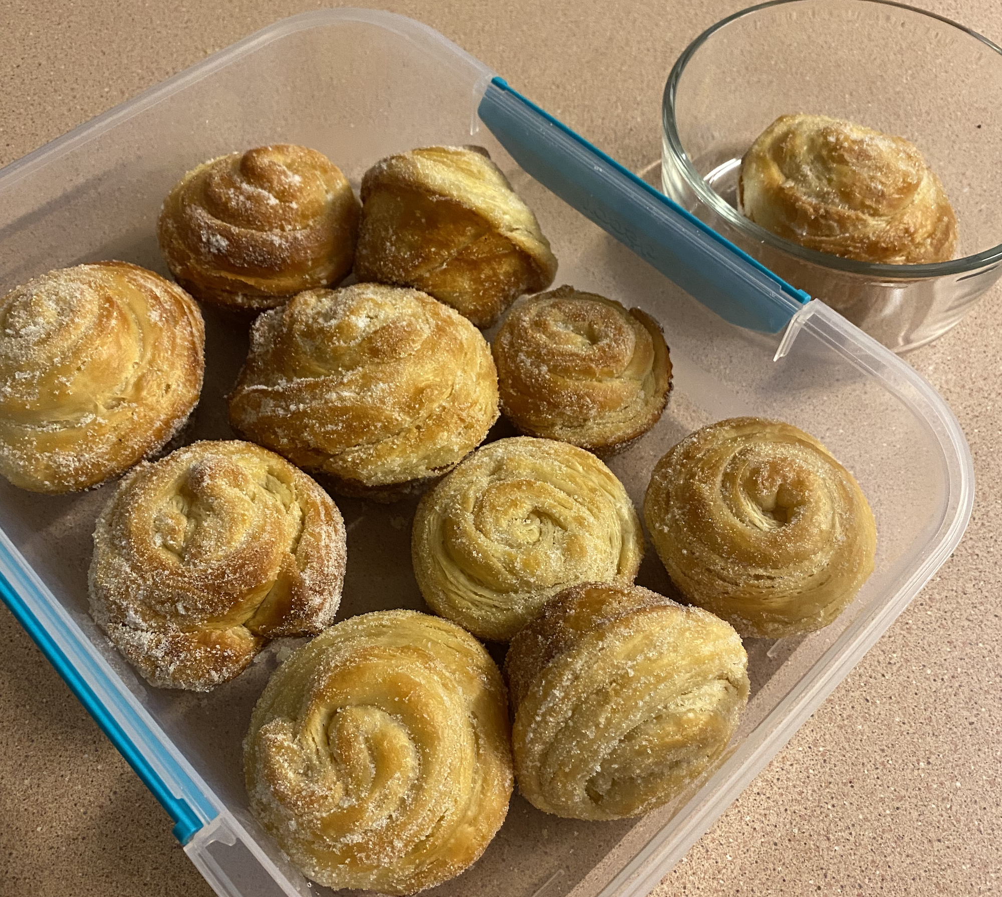 First batch of dough, lime curd cruffins
